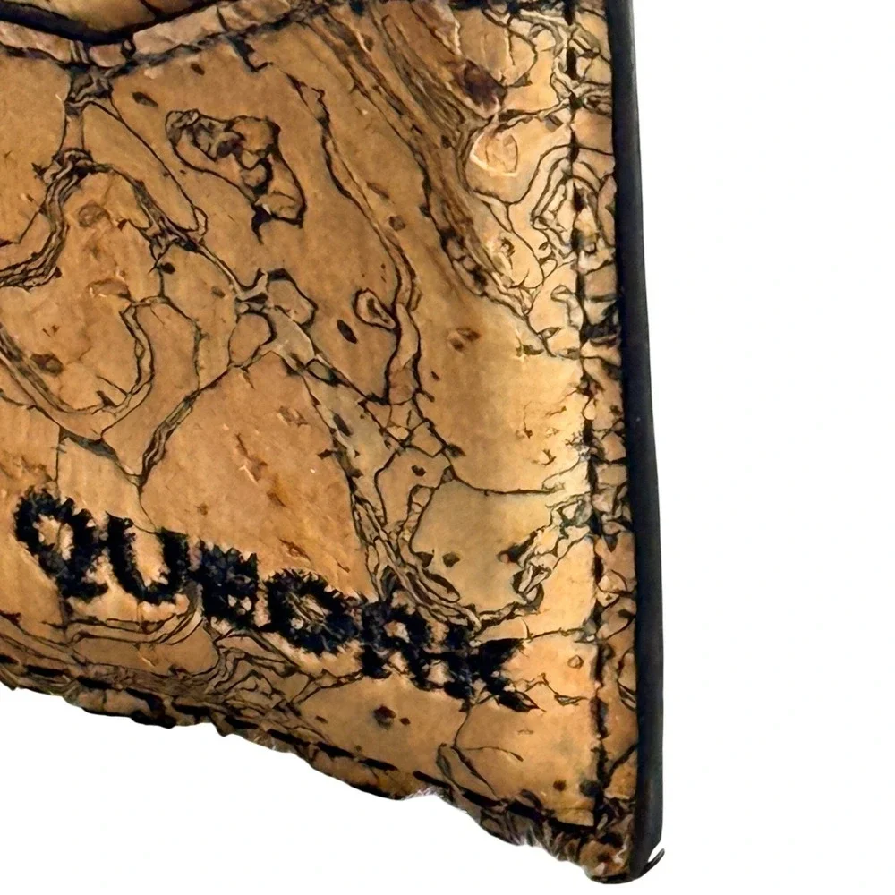 Queork Mens Bifold Wallet Marbled Cork Slim Card Slots OS Tan Brown Cork
